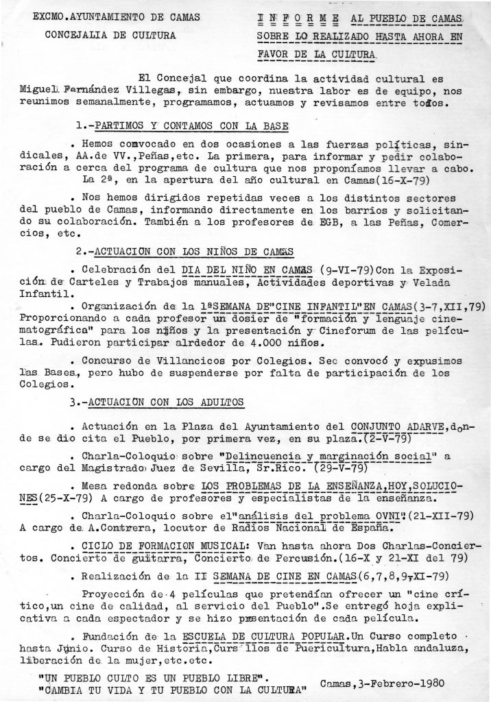 Informe Delegación de Cultura 1980
