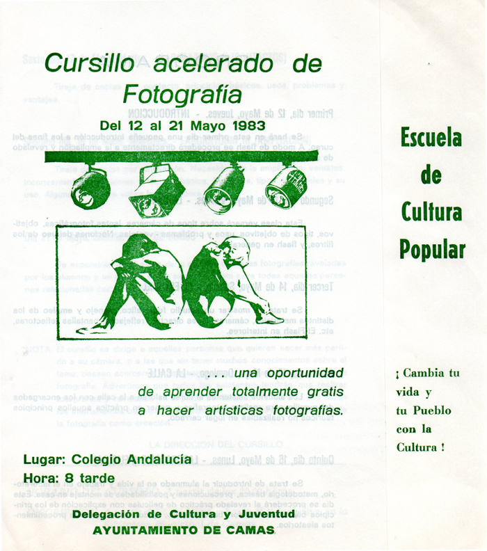 Programa de Actividades de la Escuela de Cultura Popular (A) 1983. Cursillo de Fotografía.