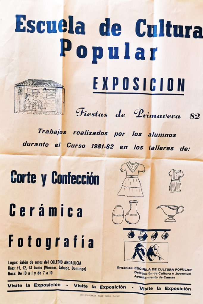 Cartel Exposición de la Esc. Cult. Pop. CAMAS (Sevilla) 1982.